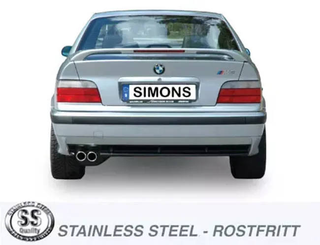 Simons Edelstahl Sportauspuffanlage 2x70 mm für BMW E36 M3 Limousine/Coupé/Cabrio/Touring Eintragungsfrei