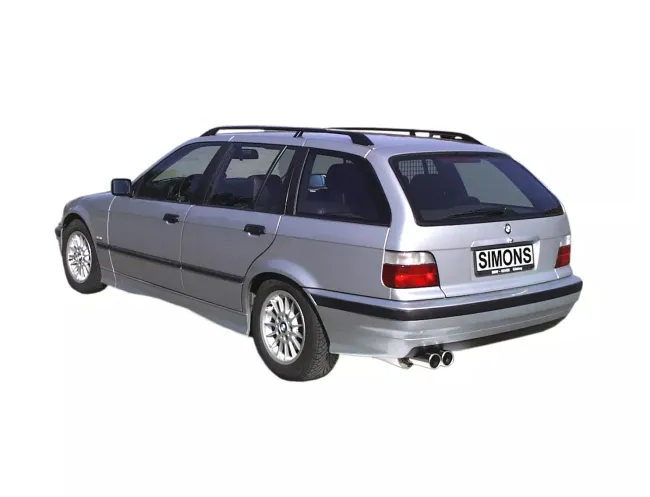 Simons Edelstahl Sportauspuffanlage 2x80 mm für BMW E36 316i/318i Limousine/Coupé/Cabrio/Touring Eintragungsfrei