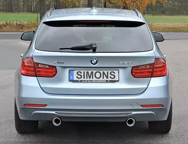 Simons Edelstahl Sportauspuffanlage Duplex 90 mm für BMW F3 316, 318D, 320D