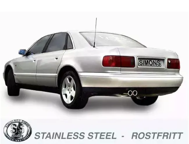 Simons Edelstahl Sportendtopf 2x80 mm für Audi A8 2WD/Quattro 2.5TDI/2.8/3.7/4.2I