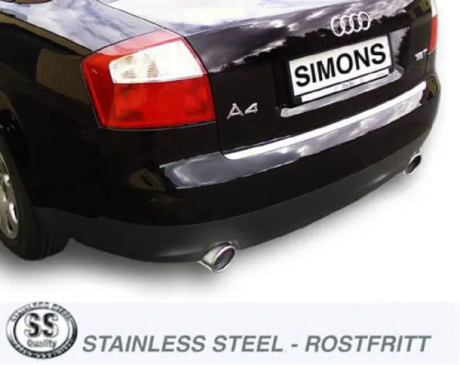 Simons Edelstahl Sportendtopf Duplex L+R 1x100 mm für Audi A4 (B6) 2WD Limousine/Avant/Kombi 1.8Ti EG-Genehmigung