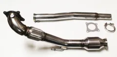 Downpipe TFSI für Golf 5 GTI, Golf 6 GTI, Audi A3, Audi TT 2.0 TFSI mit 200 Zellen Sportkat Euro 4 tauglich 76mm Edelstahl 89mm Rohrbogen